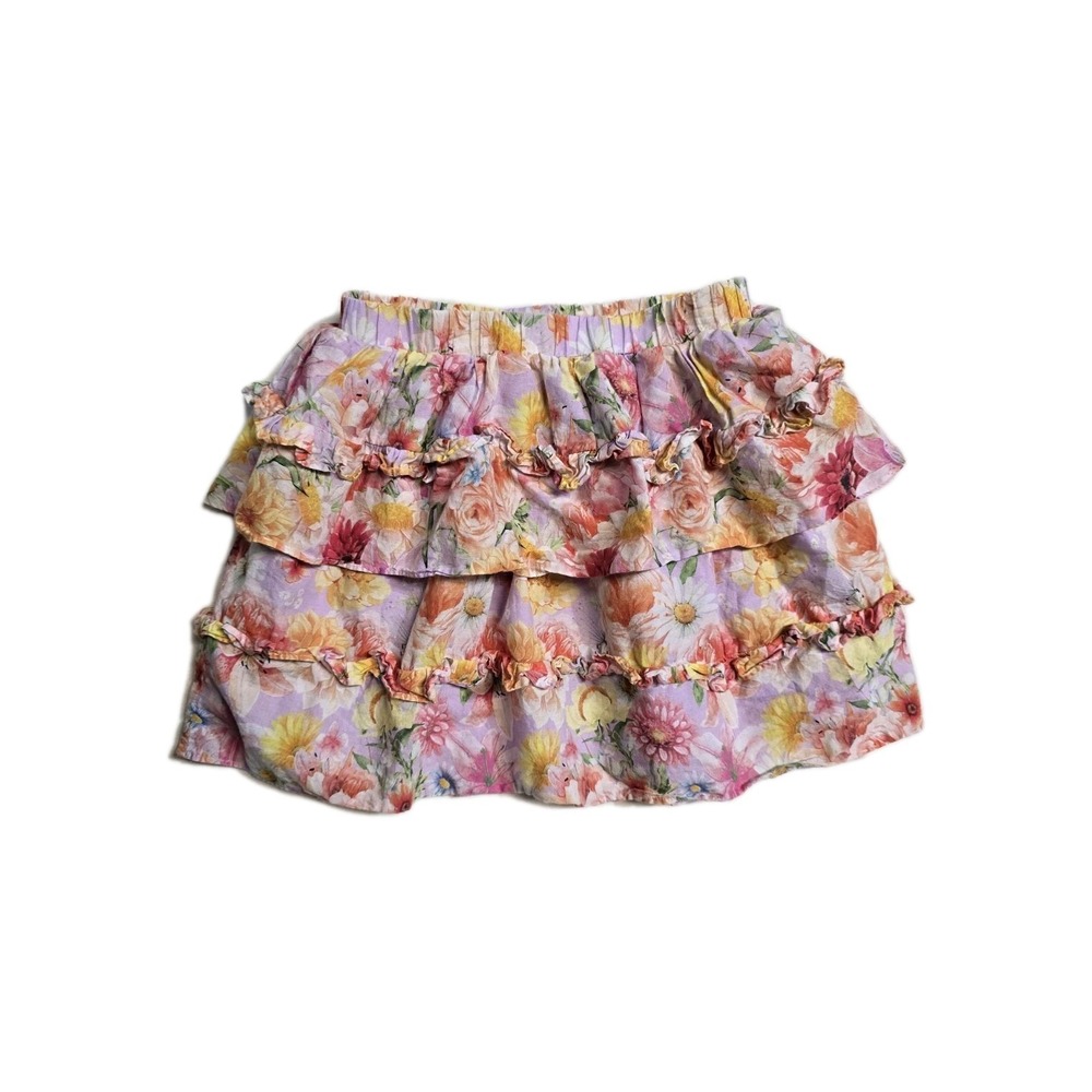 Posh Peanut - Bright floral tiered ruffled cotton skirt, sz‎ 7